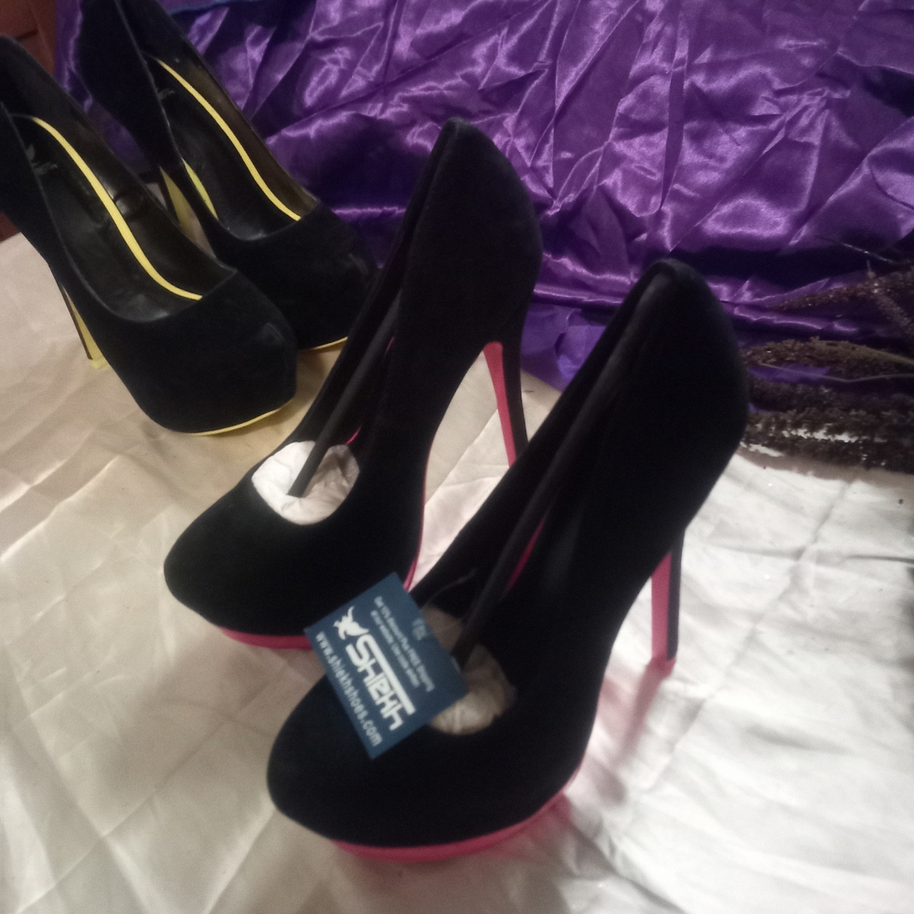 Stylish Black and Pink Heels